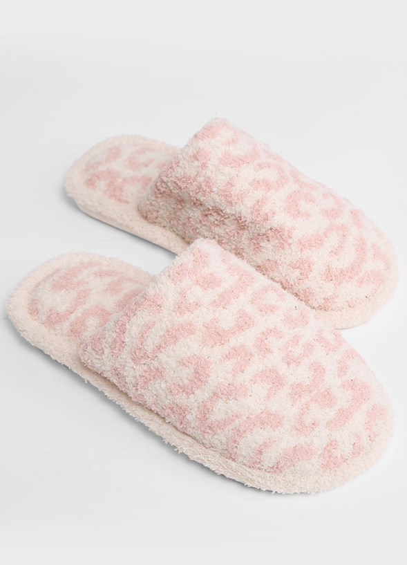 Leopard Print Fuzzy Microfiber Slipper - 7 Color Options