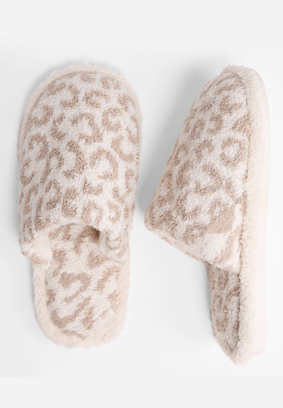 Leopard Print Fuzzy Microfiber Slipper - 7 Color Options