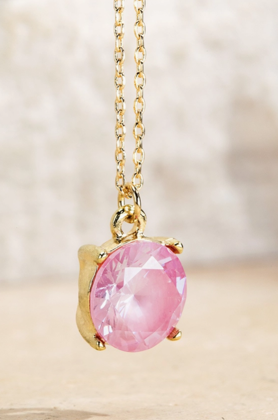 Cubic Zirconia Pendant Short Necklace - 9 Color Options