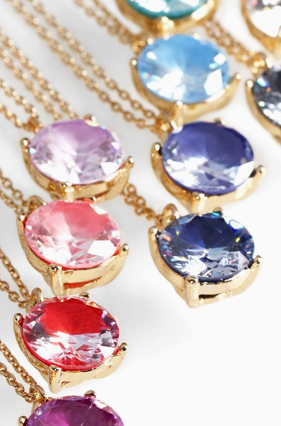 Cubic Zirconia Pendant Short Necklace - 9 Color Options