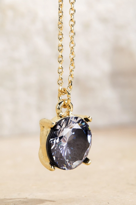 Cubic Zirconia Pendant Short Necklace - 9 Color Options