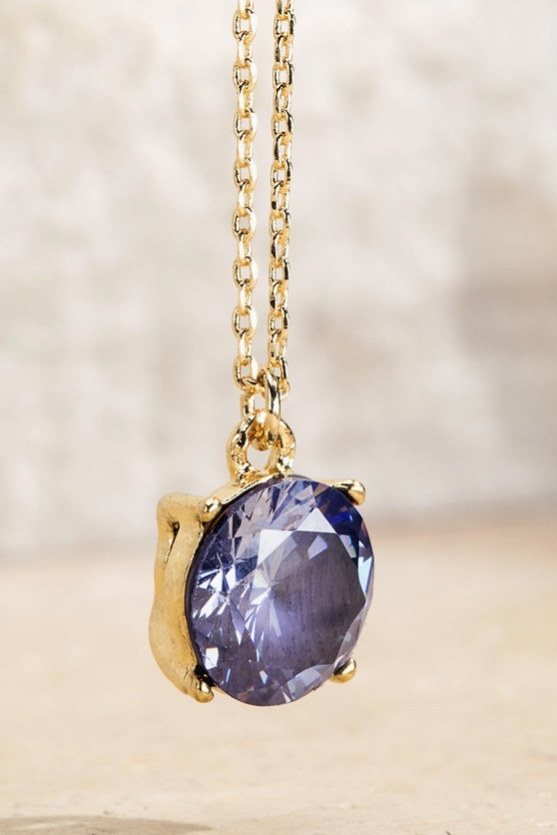 Cubic Zirconia Pendant Short Necklace - 9 Color Options