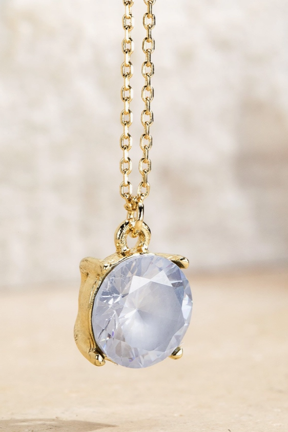 Cubic Zirconia Pendant Short Necklace - 9 Color Options