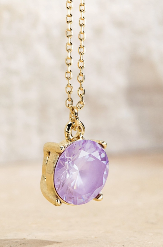 Cubic Zirconia Pendant Short Necklace - 9 Color Options