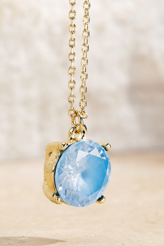 Cubic Zirconia Pendant Short Necklace - 9 Color Options