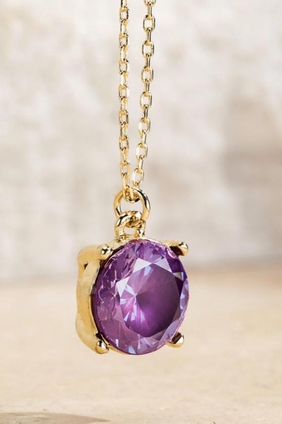 Cubic Zirconia Pendant Short Necklace - 9 Color Options