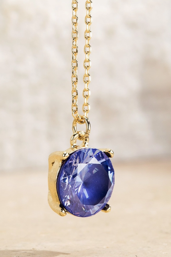 Cubic Zirconia Pendant Short Necklace - 9 Color Options