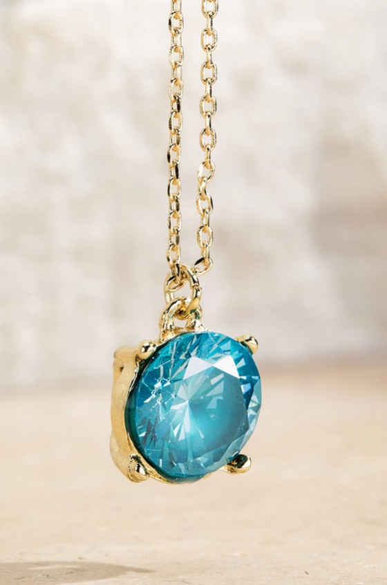 Cubic Zirconia Pendant Short Necklace - 9 Color Options