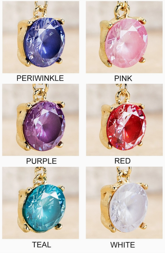 Cubic Zirconia Pendant Short Necklace - 9 Color Options