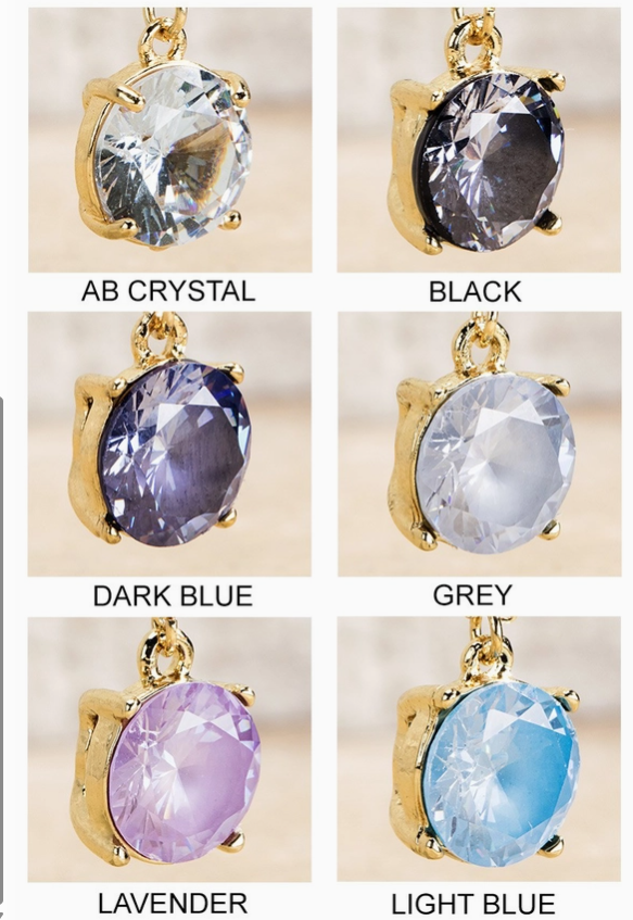 Cubic Zirconia Pendant Short Necklace - 9 Color Options