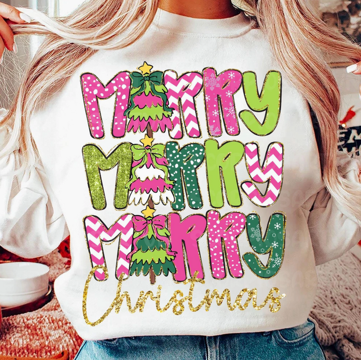 "Merry Merry Merry Christmas" Sweatshirt - 4 Color Options