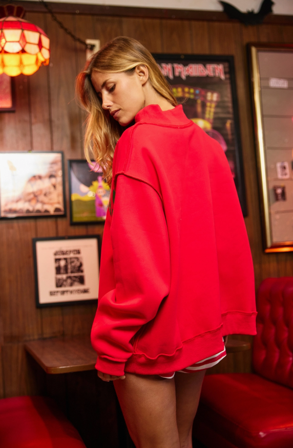Red Christmas Reversible Mockneck Sweatshirt