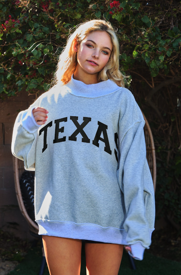 Heather Grey Texas Reversible Mockneck Sweatshirt