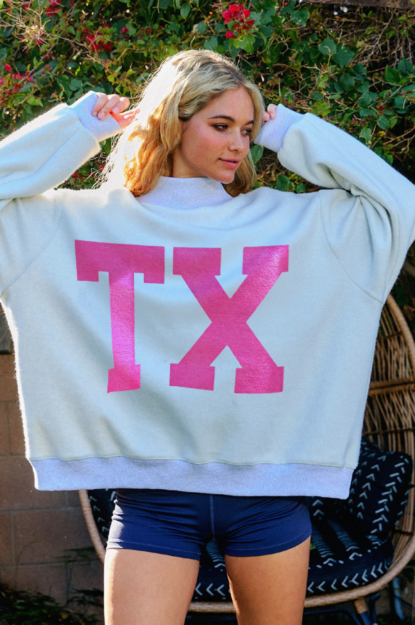 Heather Grey Texas Reversible Mockneck Sweatshirt