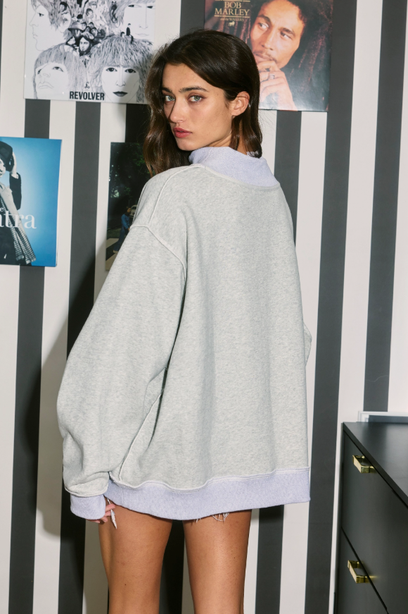 Heather Grey OH-IO Reversible Mockneck Sweatshirt