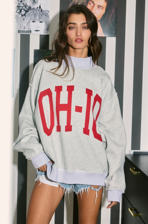 Heather Grey OH-IO Reversible Mockneck Sweatshirt
