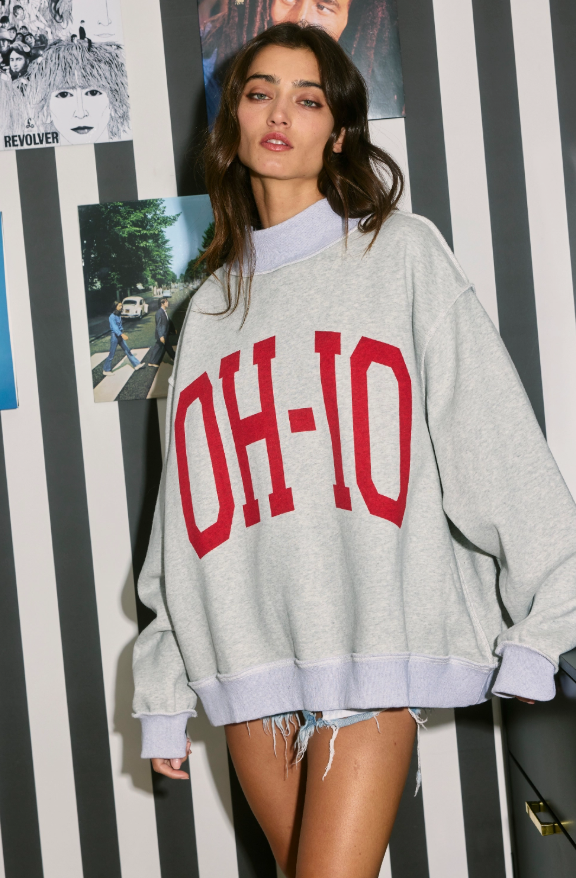 Heather Grey OH-IO Reversible Mockneck Sweatshirt