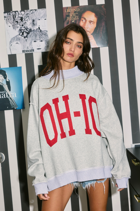Heather Grey OH-IO Reversible Mockneck Sweatshirt