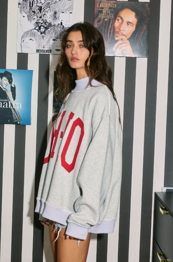 Heather Grey OH-IO Reversible Mockneck Sweatshirt