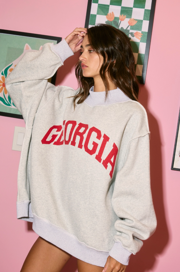 Heather Grey Georgia Reversible Mockneck Sweatshirt