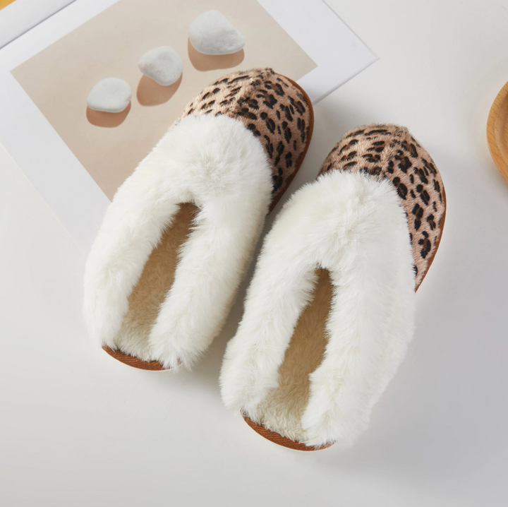Leopard Faux Fur Lined Cozy Slippers