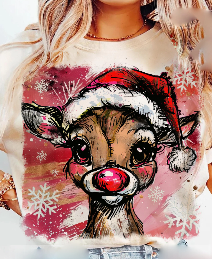 Rudolph Christmas Brushstrokes Sweatshirt - 3 Color Options