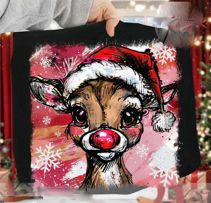Rudolph Christmas Brushstrokes Sweatshirt - 3 Color Options