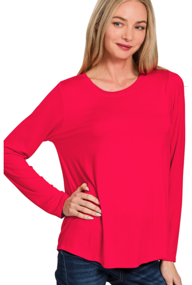 Flowy Round Hem Top - 2 Color Options