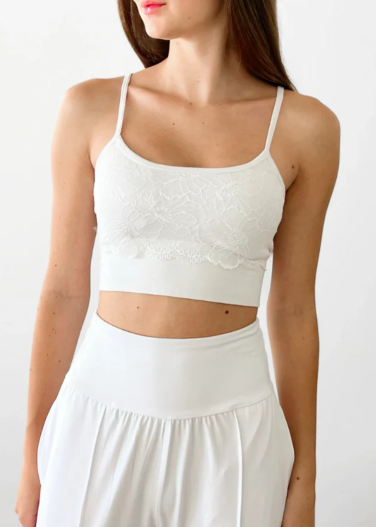 Spaghetti Strap Bra w/Lace Overlay - 4 Color Options