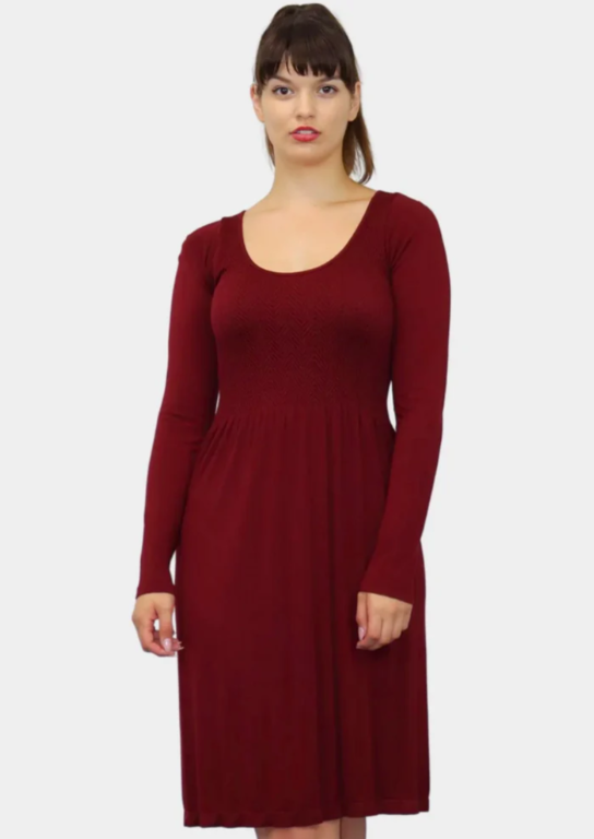 Knee Length Long Sleeve Dress -