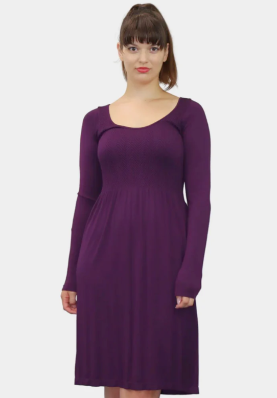 Knee Length Long Sleeve Dress -