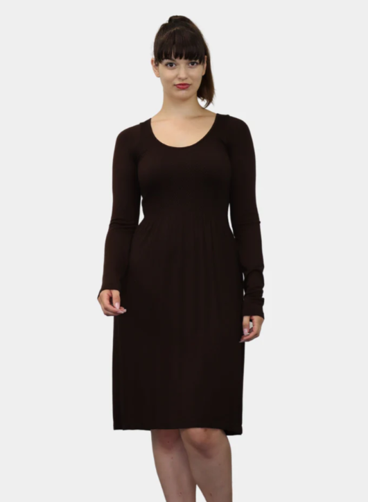 Knee Length Long Sleeve Dress -