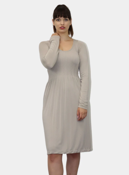 Knee Length Long Sleeve Dress -