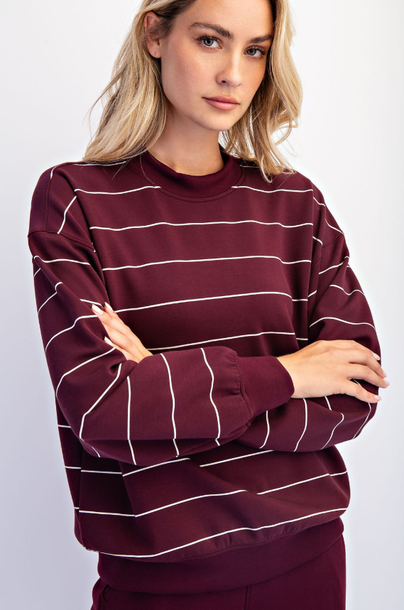 Modal Scuba Stripe Crew Neck Top - 2 Color Options