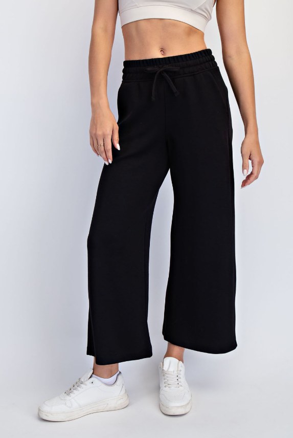 Modal Scuba Cropped Wide Leg Pant - 4 Color Options