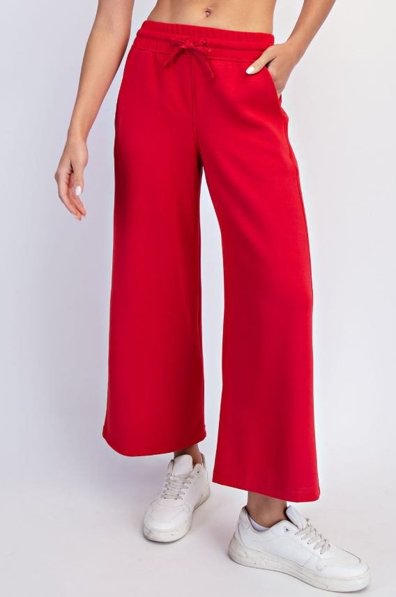 Modal Scuba Cropped Wide Leg Pant - 4 Color Options