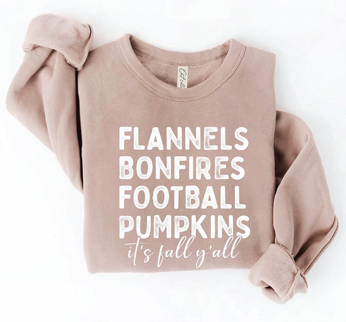 "Flannels Bonfires..." Graphic Sweatshirt - 4 Color Options