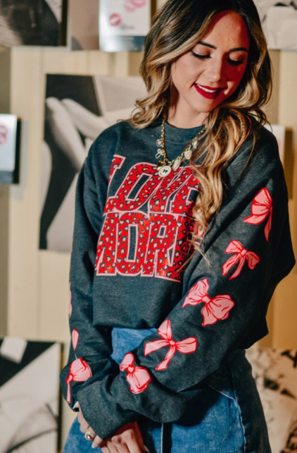 Pre-Order:  "Love You More" Leopard & Bows Sweatshirt - Ships beginning of January!