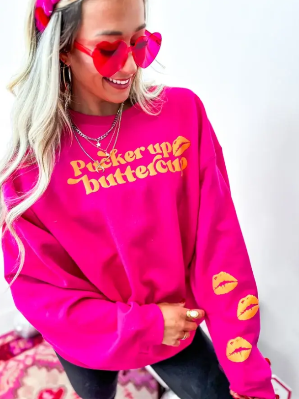 Pre-Order: Pucker Up Buttercup Heliconia Graphic Crewneck - Final Sale