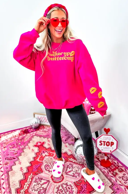 Pre-Order: Pucker Up Buttercup Heliconia Graphic Crewneck - Final Sale