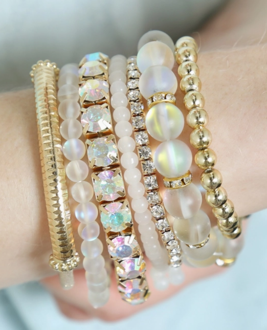 Druzy Charm Mixed Bracelet Set - 4 Color Options