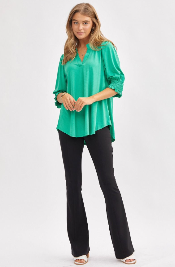 Pre-Order: 3/4 Smocked Blouse - 4 Color Options