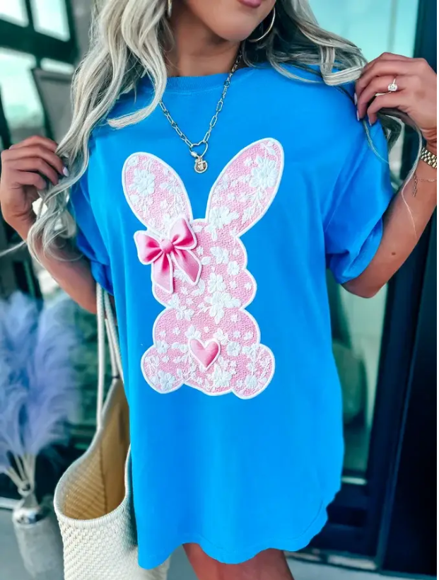 Royal "Pink & White Lace Bunny" Graphic Tee