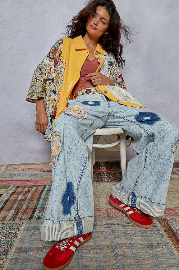 POL Pre-Order: Pineapple Oversized Crochet Lace Mix Button-Up