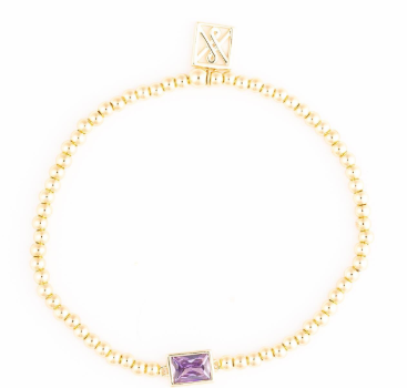 Gold Birth Stone Stretch Bracelet - 12 Options