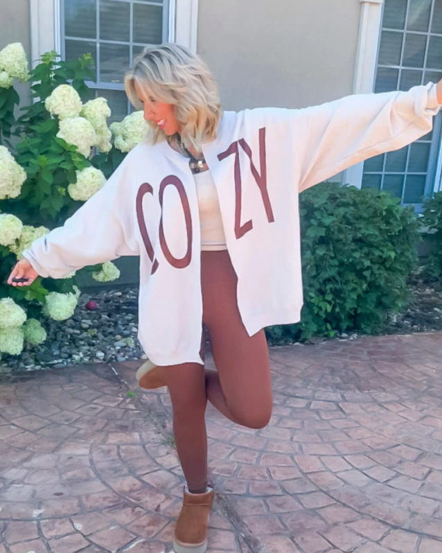 Cream "Cozy" Sweatshirt Cardigan