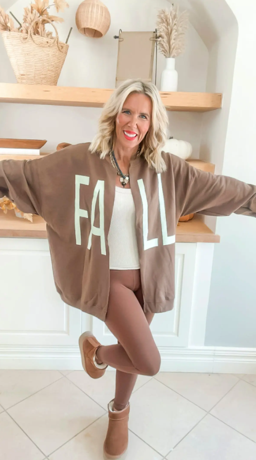 Mocha "Fall" Sweatshirt Cardigan