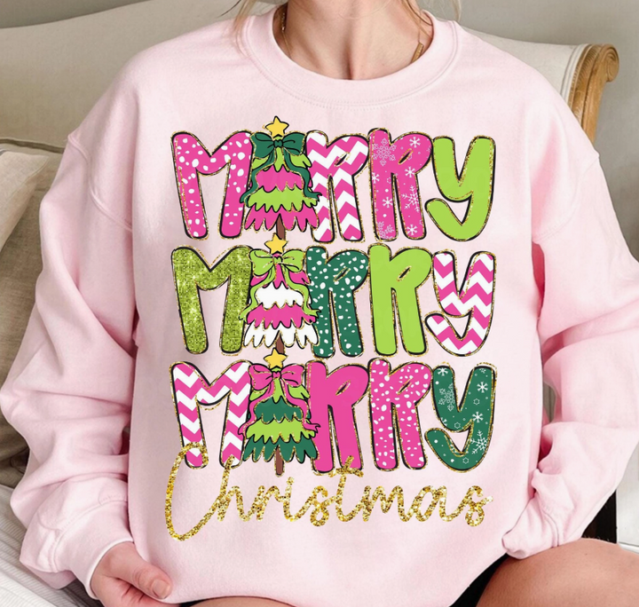 "Merry Merry Merry Christmas" Sweatshirt - 4 Color Options