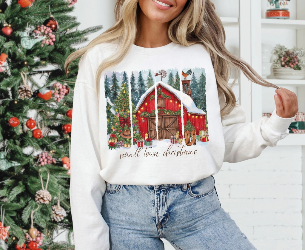 Western "Small Town Christmas" Sweatshirt - 3 Color Options