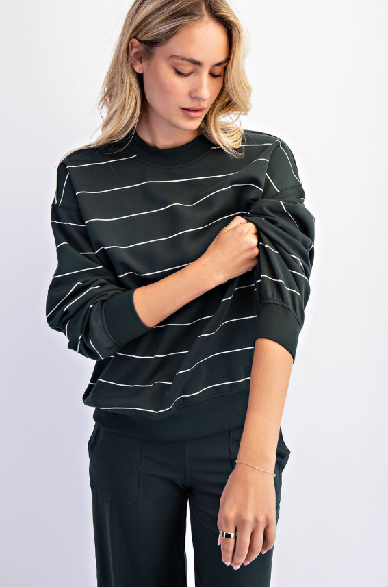 Modal Scuba Stripe Crew Neck Top - 2 Color Options
